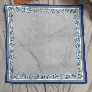 Blue and White Floral Scarf